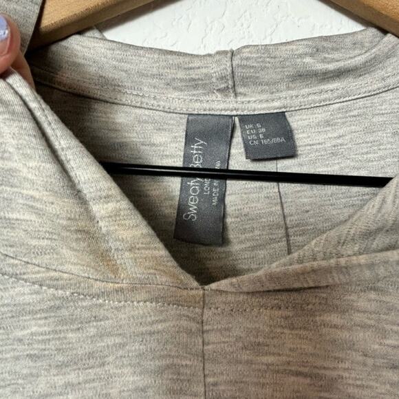 SWEATY BETTY TORI TWIST FRONT HOODED PULLOVER GREY LONG SLEEVE HOODIE SIZE US 6 - Picture 3 of 8